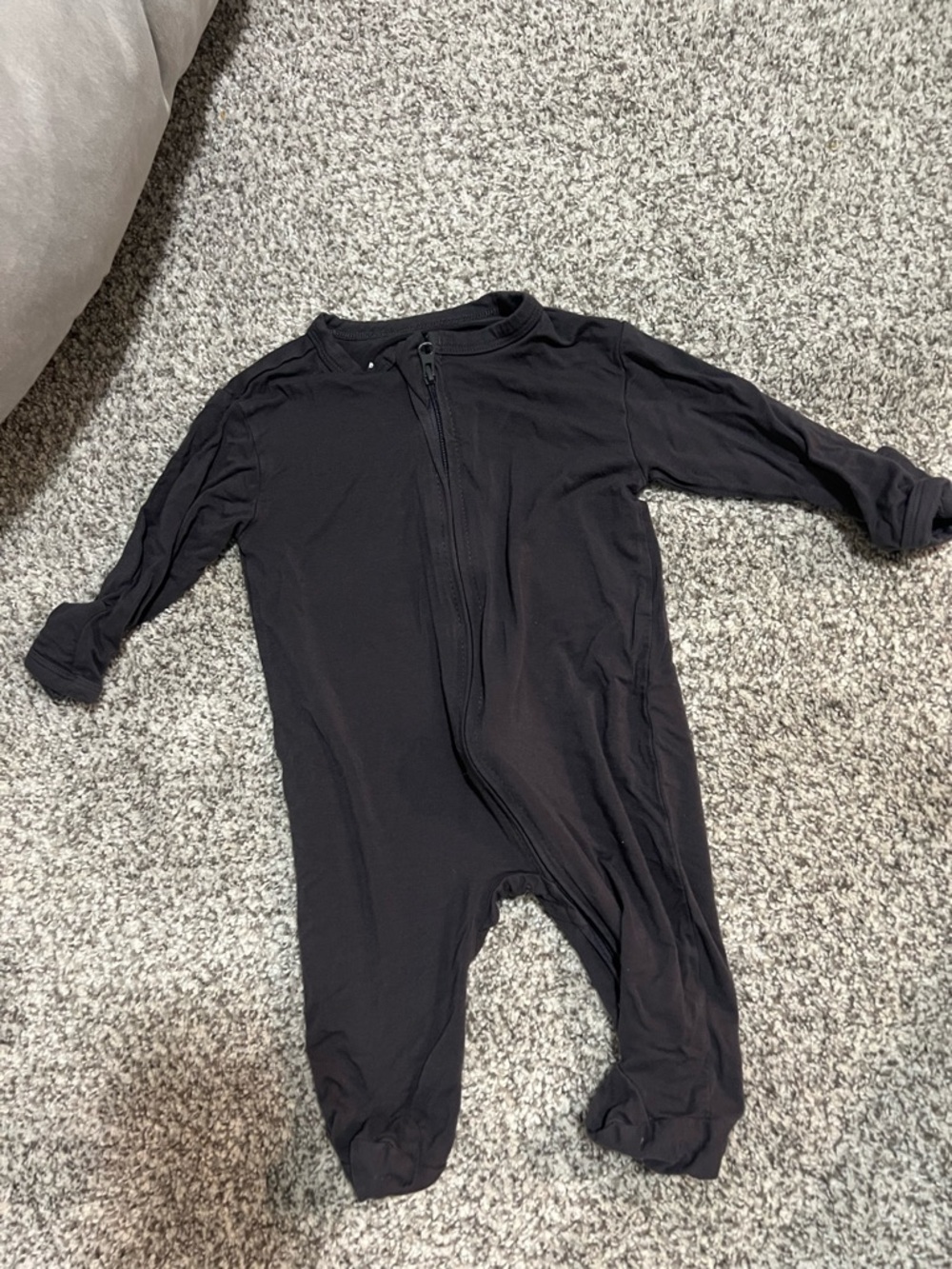 Black Kids One-Piece Zipper Footed Pajama